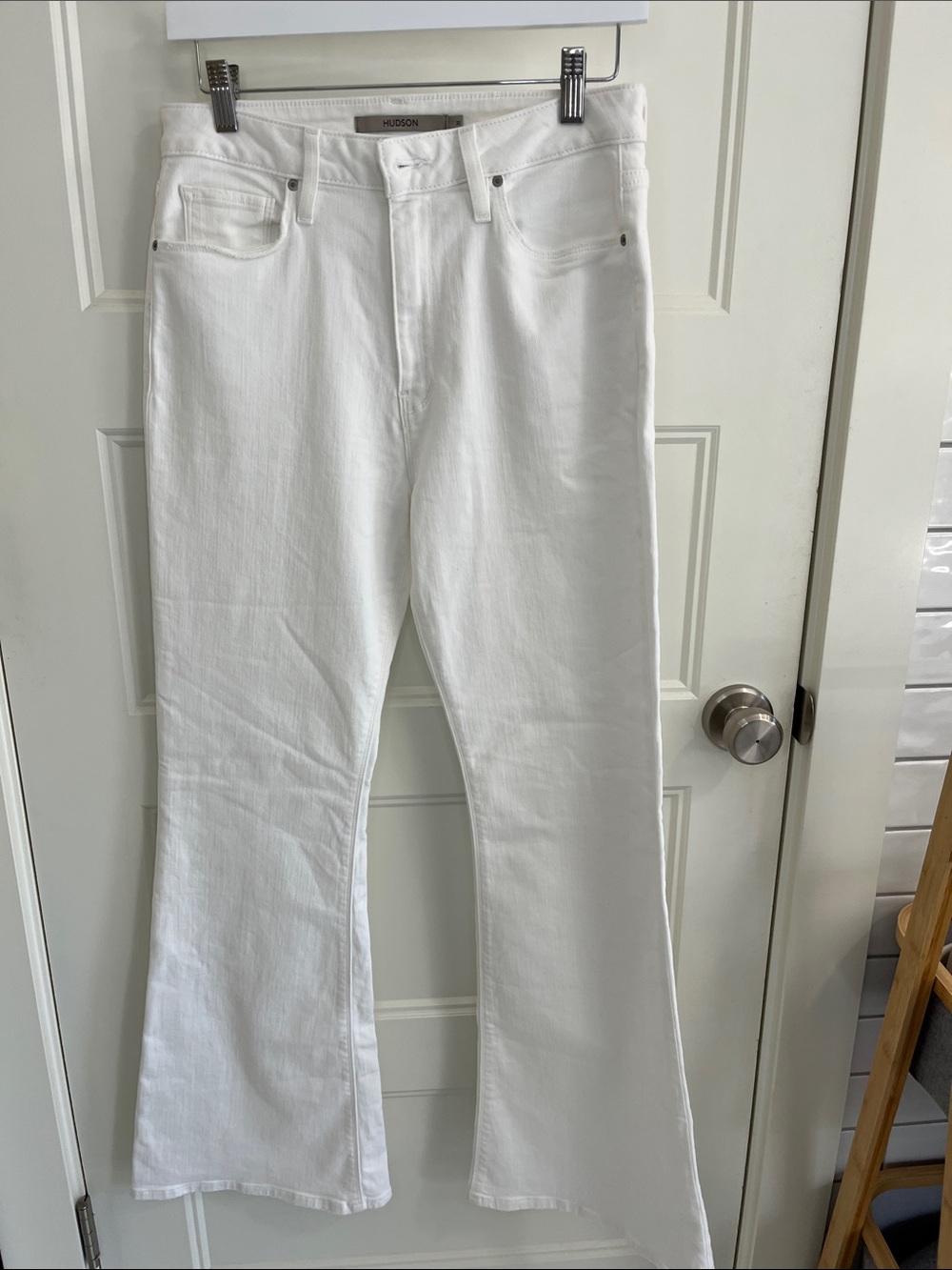 Hudson White Stretch Flare Jeans